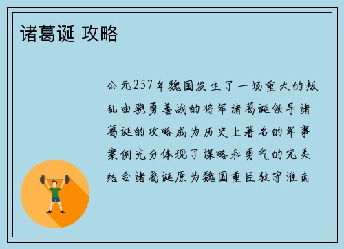 诸葛诞 攻略